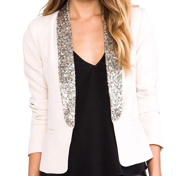 Revolve Bb Dakota Ivory Sequin Blazer 
